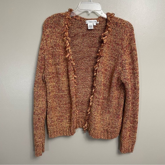 Coldwater Creek womens large open front cardigan fringe boho - Picture 1 of 8